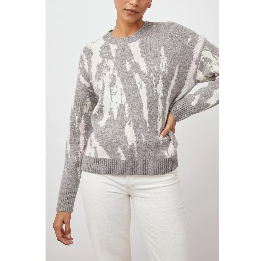 Rails Virgo Crewneck Wool Blend Sweater in Grey Tie Dye Size Large